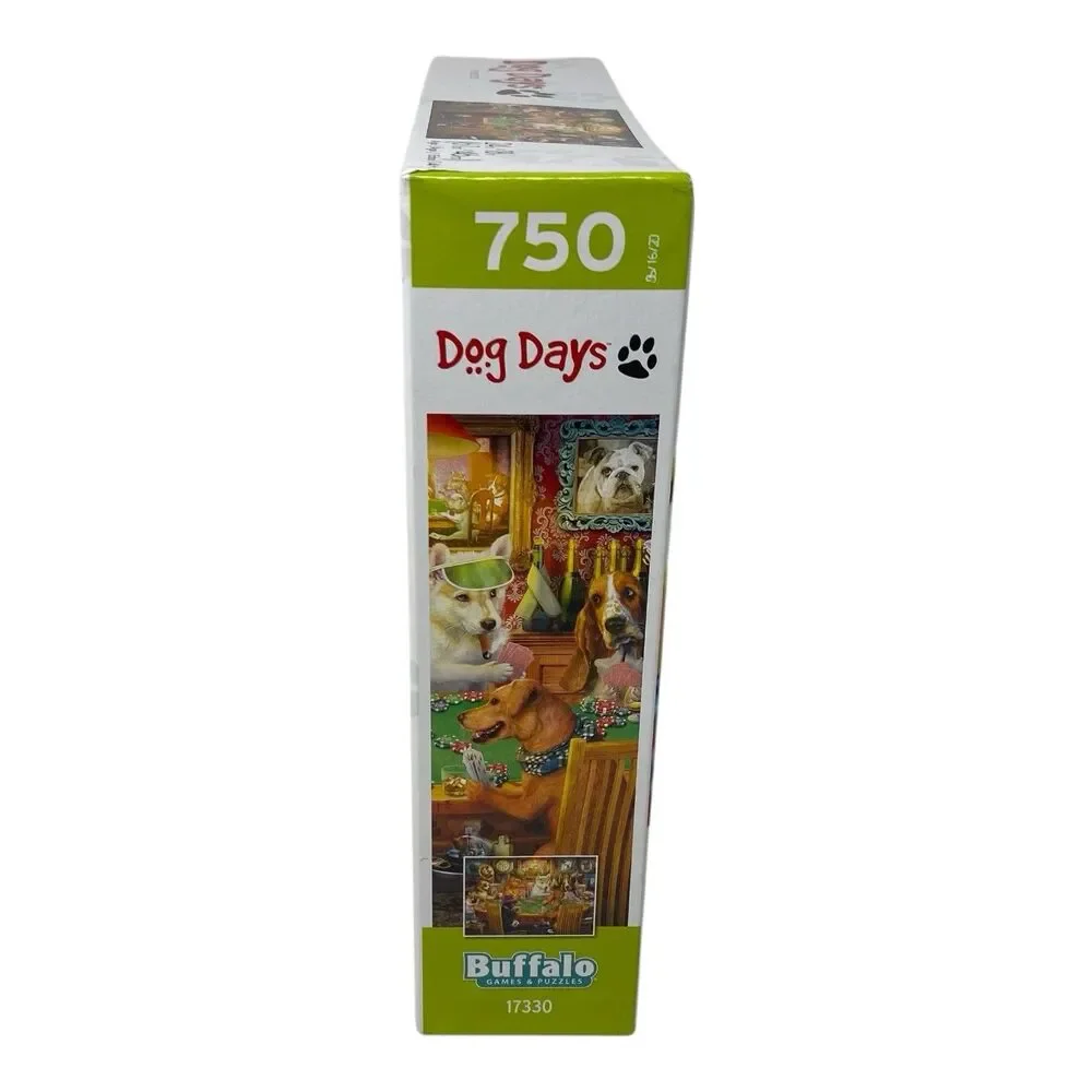 Buffalo Games Dog Days Poker Pups 750 Piece Jigsaw Puzzle Dogs Playing Cards